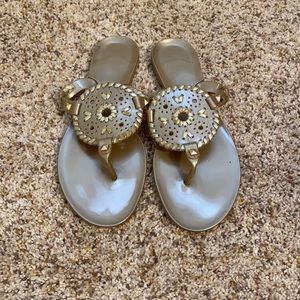 Gold Jack Rogers jelly sandals